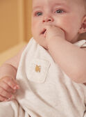 Conjunto babygro e casaco de malha bege e cru em veludo LOHENN / 24H0NG21ENSA011