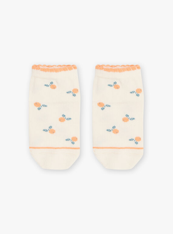 Meias curtas baunilha com estampado jacquard tangerinas FLAZETTE / 23E4PFO1SOB114