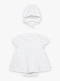 Vestido e gorro de recém-nascido branco com estampado de flores FOLINA / 23E0CFT1ROB000