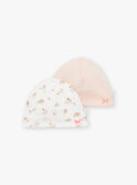 2 gorros de recém-nascido cru e rosa em algodão LOREEN / 24H0AF11BNA001