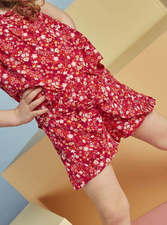 Calções fúcsia com estampado florido menina CAUSHOETTE 1 / 22E2PFT3SHO304
