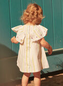 Conjunto vestido e bloomer cru com estampado às riscas em popelina LAALBERTINE / 24H1BFI2ROB001