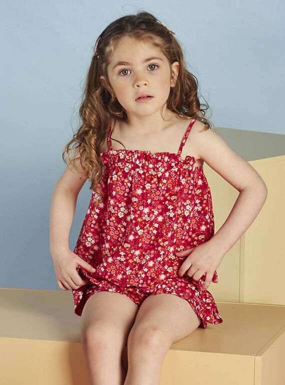 Camisola de alças fúcsia com estampado florido menina CAUDEBETTE 1 / 22E2PFT3DEB304