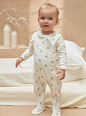 Babygro-pijama em veludo branco com estampado florido KECAMILLE / 24E5BF55GRE001