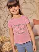 T-shirt rosa bordada com inscrição florida fantasia menina CETIETTE / 22E2PFB1TMC305
