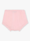Vestido em popelina rosa com bordados de conchas e bloomer bebé menina CASOLEIL / 22E1BFN1ROBD315