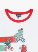 T-shirt com padrões de dinossauros em bicicletas FEMIAGE / 23E3PGB1TMC001