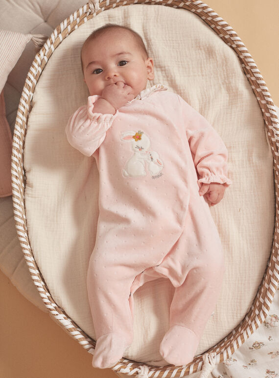 Babygro rosa-claro em veludo LORETTE / 24H0NF11GRED322