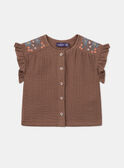 Blusa fluida castanho-chocolate com bordados KAIMI / 24E1BFC1CHE815