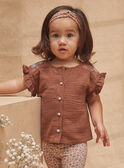 Blusa fluida castanho-chocolate com bordados KAIMI / 24E1BFC1CHE815