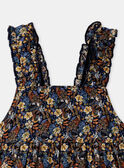 Vestido azul-marinho com estampado flores e peixes multicores em popelina KAZAZIE / 24E1BFS2ROB718