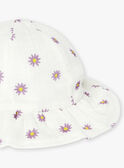 Chapéu Bob de gaze de algodão branco-cru às flores LAANNA / 24H4BFI2CHA001