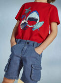 T-shirt vermelha com padrão de tubarão menino CYDOAGE3 / 22E3PGT1TMCF525
