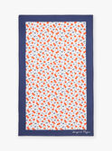 Toalha azul-marinho e branco com estampado de cereja laranja-escuro FRYSERETTE / 23E4PFL1SRV001
