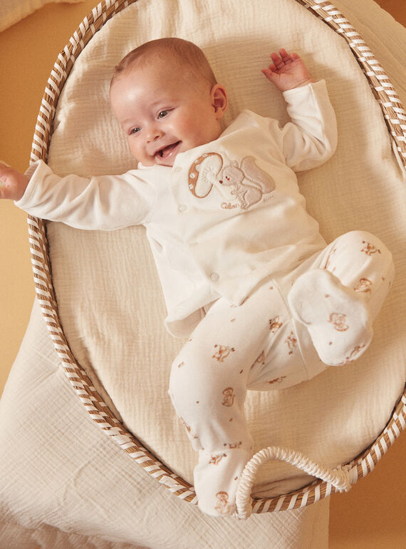 Pijama cru em veludo com estampado esquilos e cogumelos LOULOU / 24H0NM11ENS001