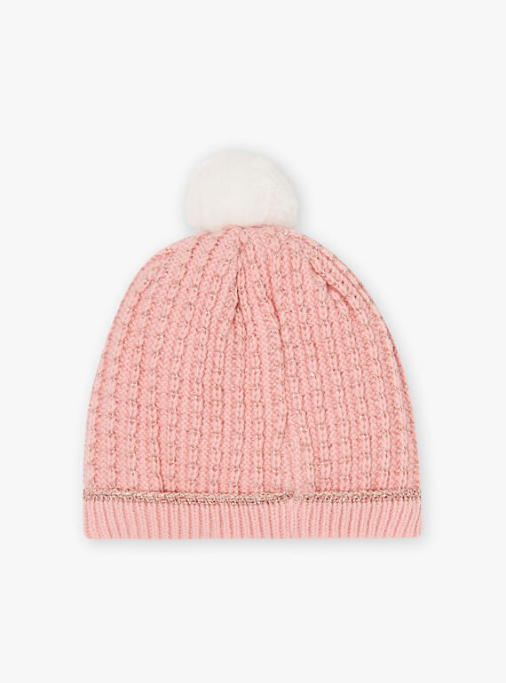 Gorro em malha decorativa rosa pálido menina BLODAETTE / 21H4PFD1BOND300