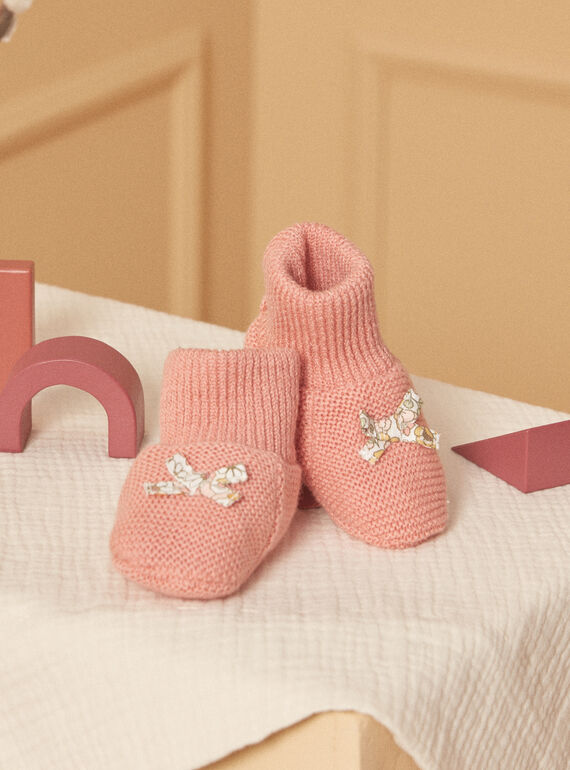 Pantufas de recém-nascido rosa-maquilhagem LOICA / 24H0AF11CHPD327