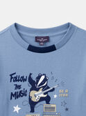 T-shirt azul-celeste em jersey com motivo de texugo guitarrista LETICHAGE / 24H3PGJ1TMLC236