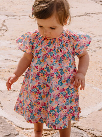 Vestido e bloomer em popelina com estampado florido bebé menina CAZORA / 22E1BFV2ROBC217
