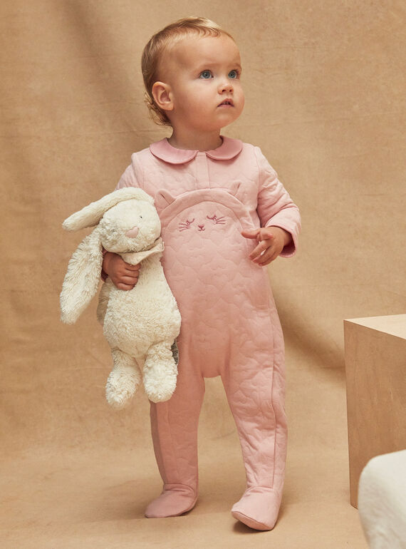 Babygro-pijama rosa com animação 3D orelhas de gato KECARLA / 24E5BF51GRE301