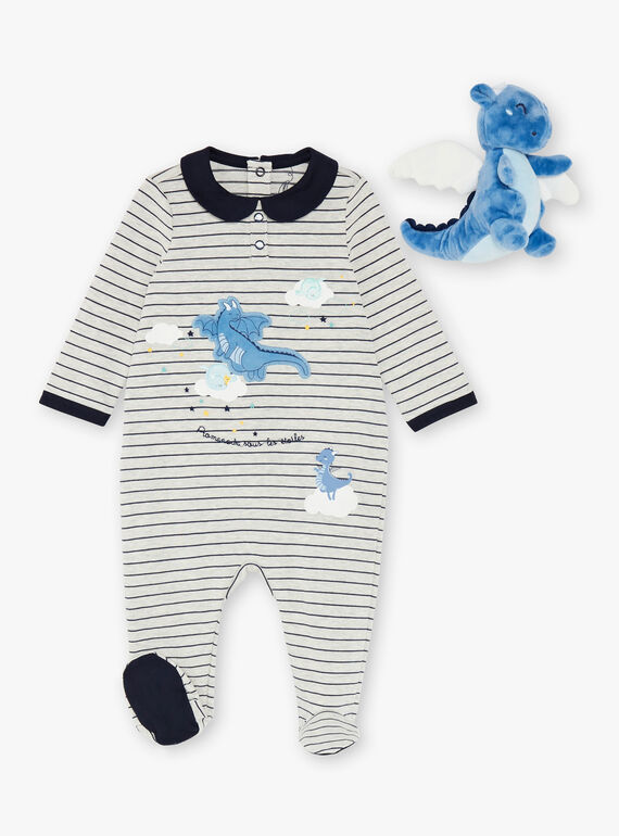 Babygro cinzento e azul-marinho bebé menino VELANCELEX / 20H5BG39GREJ920