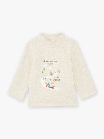 Camisola interior bege mesclado padrão decorativo esqui bebé menino BASEDOU / 21H1BGO1SPLA011