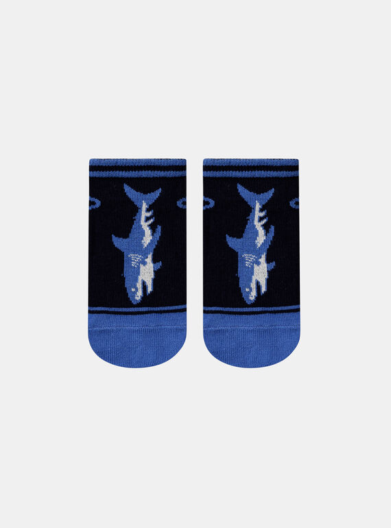 Meias azuis com estampado jacquard e animação tubarão em jersey KLOCHAGE / 24E4PGS1SOQC234
