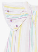Conjunto vestido e bloomer cru com estampado às riscas em popelina LAALBERTINE / 24H1BFI2ROB001