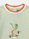 T-shirt verde-argila e estampado cães decorativo KAARTHUR / 24E1BG31TMLG600