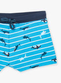 Boxers de banho azul às riscas e estampado orcas, tubarões e baleias KLUMUAGE / 24E4PGG2MAI216