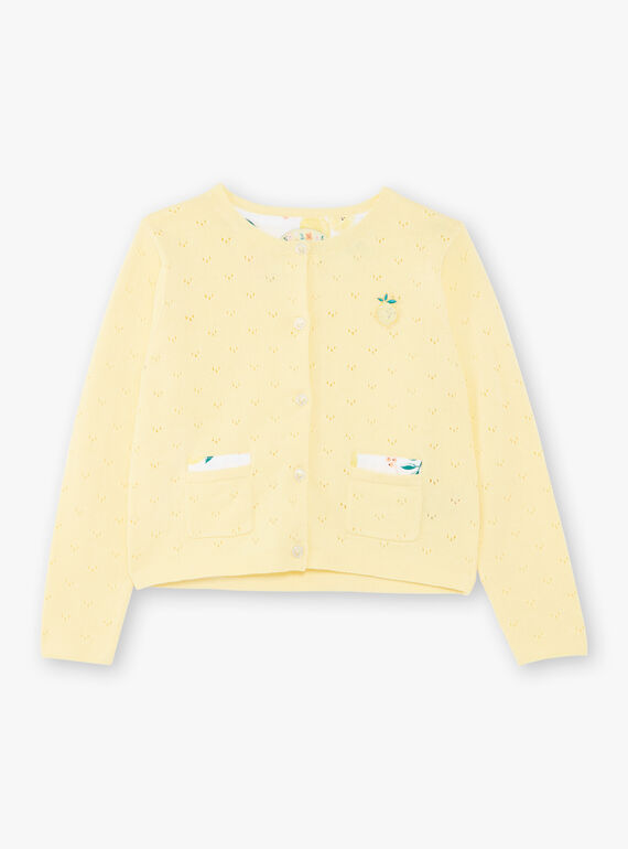 Casaco de malha perfurada amarelo limão menina ZICADETTE / 21E2PFO1CARB104