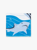 Toalha de banho azul com padrão de orcas, tubarões e baleias KLUPAGE / 24E4PGG1SRV216