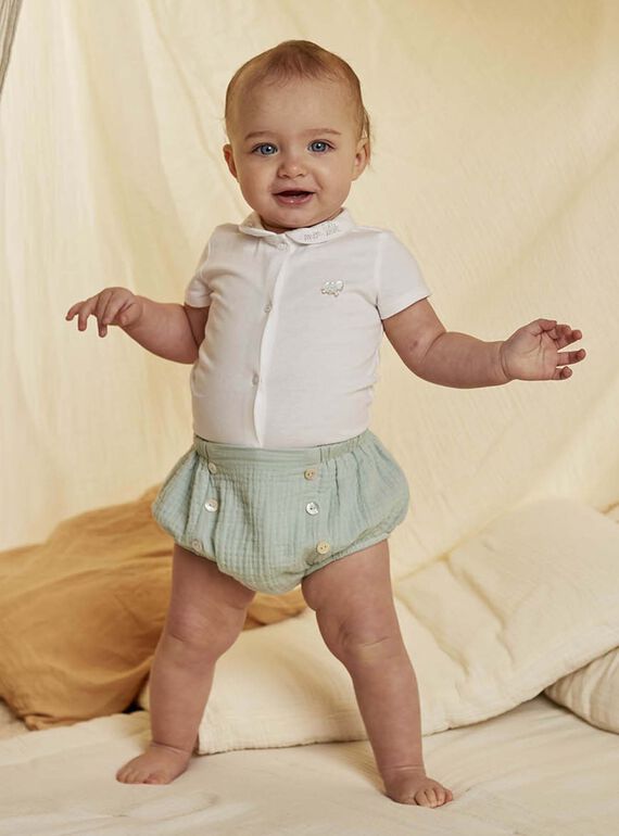 Conjunto body cru com gola e bloomer verde recém-nascido unissexo COLOAN / 22E0CMI1ENS203
