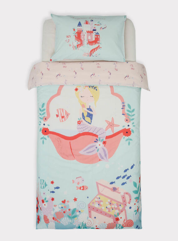 Conjunto de cama azul turquesa e rosa padrão sereia TIPARURSIR2 / 20EZEN71PLR213