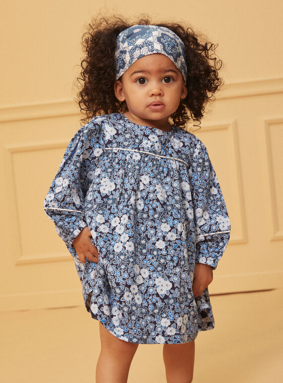 Vestido azul e branco às flores LACECILE / 24H1BFJ1ROB070