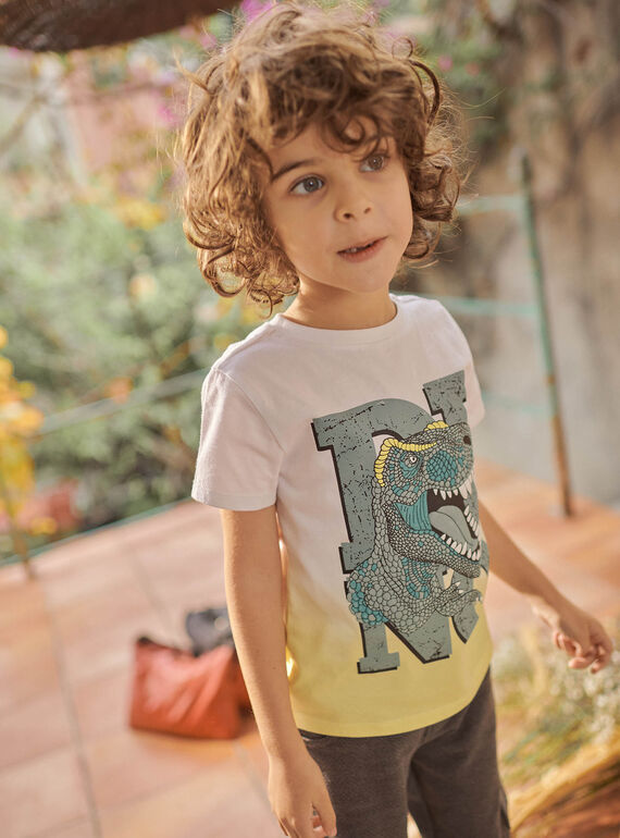 T-shirt tie & dye amarelo padrão dinossauro fantasia menino CATICHAGE / 22E3PGB2TMC116