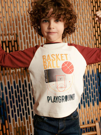 T-shirt com padrão de basquetebol menino CABIAGE / 22E3PG71TML005