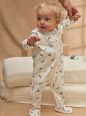 Babygro-pijama em moletão raspado branco com estampado de cão e instrumento de música KEDODO / 24E5BG51GRE001