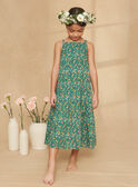 Vestido comprido com folhos verde império com estampado florido KRUCHETTE 2 / 24E2PFK2RBSG627