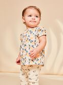 Blusa baunilha em cetim com estampado de frutos FAPENNY / 23E1BFO1CHE114