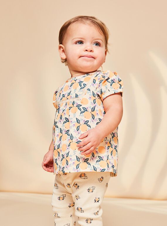 Blusa baunilha em cetim com estampado de frutos FAPENNY / 23E1BFO1CHE114