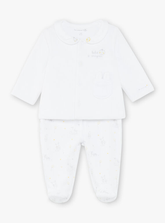 Conjunto casaco de malha e calças de veludo branco bebé unissexo ZOEDEN / 21E0NMG1ENS000