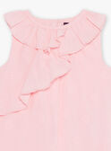 Vestido em popelina rosa com bordados de conchas e bloomer bebé menina CASOLEIL / 22E1BFN1ROBD315