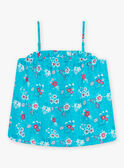 Camisola de alças azul-turquesa com estampado florido e tartarugas menina CAUDEBETTE 2 / 22E2PFT2DEB202