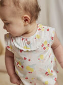 Babygro em cetim de algodão branco e fita com estampado de fruto e flor recém-nascido menina CONSUELA / 22E0CFI3ENS000