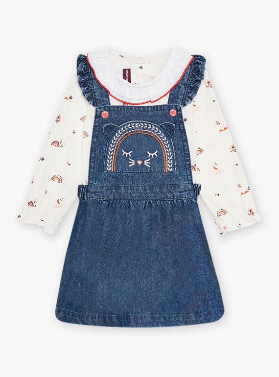 Conjunto body e vestido-jardineiras de ganga bebé menina CABRIGITTE / 22E1BF71ENSP274