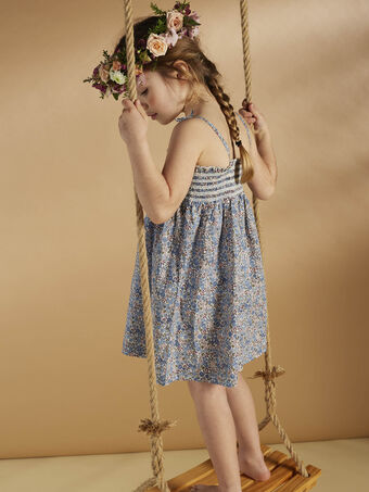 Vestido evasê em popelina com estampado florido esbranquiçado menina CAUDRETTE 1 / 22E2PFU6RBSA001