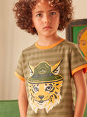 T-shirt caqui com estampado de lince KLEBOAGE / 24E3PGO2TMC612