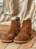 Botins em camurça camel com purpurinas menina BECHELETTE / 21F10PF43D0D804