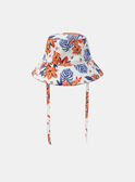 Chapéu à pescador branco com estampado flores tropicais laranja e azul KLOBOBETTE / 24E4PFS1CHA001